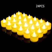 Load image into Gallery viewer, 12/24pcs Warm White Irregular LED Flickering Tea Light Bulb Flameless Fake Candle Lamp Festival Wedding Celebration Decoration