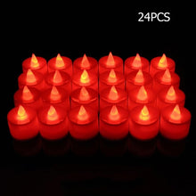 Load image into Gallery viewer, 12/24pcs Warm White Irregular LED Flickering Tea Light Bulb Flameless Fake Candle Lamp Festival Wedding Celebration Decoration