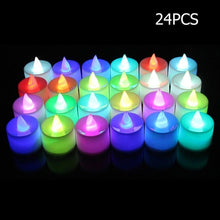 Load image into Gallery viewer, 12/24pcs Warm White Irregular LED Flickering Tea Light Bulb Flameless Fake Candle Lamp Festival Wedding Celebration Decoration