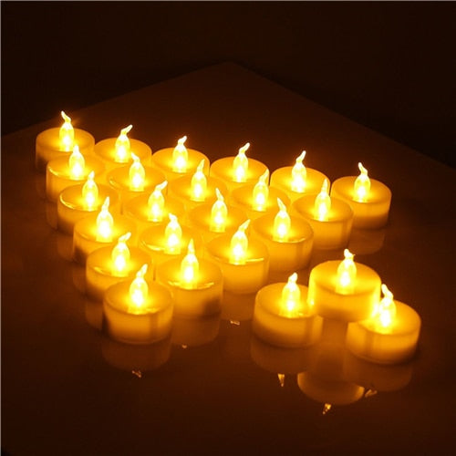 12 pcs/pack Flickering Flameless LED Tea light Flicker Tea Candle Light Party Wedding Candels Safety Home Decoration
