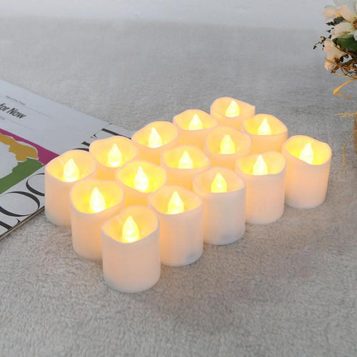 12/24pcs Warm White Irregular LED Flickering Tea Light Bulb Flameless Fake Candle Lamp Festival Wedding Celebration Decoration