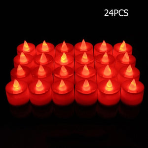 12/24pcs Warm White Irregular LED Flickering Tea Light Bulb Flameless Fake Candle Lamp Festival Wedding Celebration Decoration