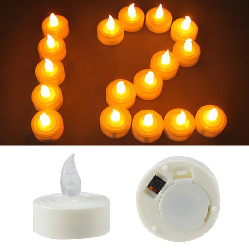 12PCS Electronic LED Tea Light Candles Realistic Battery-Powered Flameless Candles For Home Bedrrom Party Wedding festival decor