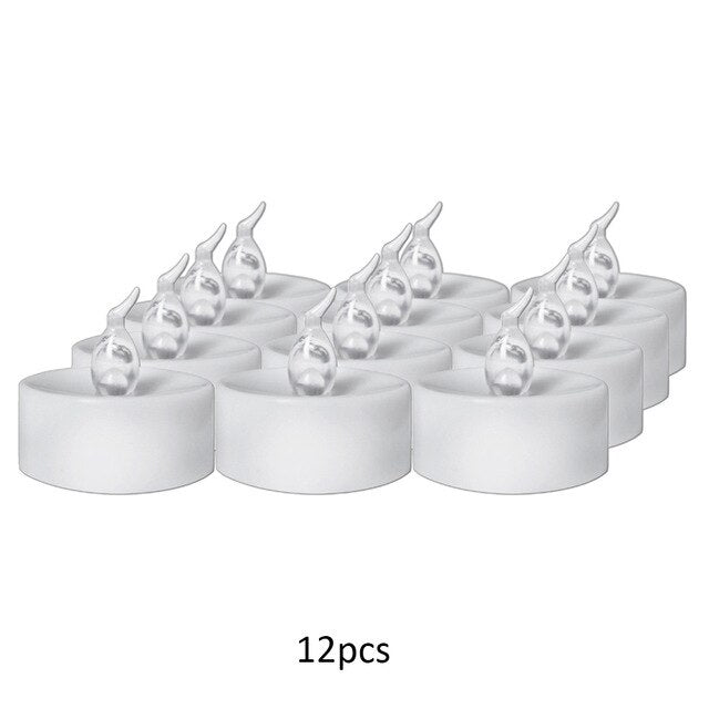 12pcs/Lot LED Candle Flameless Battery Operated Yellow Flashing Candle Light For Birthday Holiday Home Party Wedding Decor